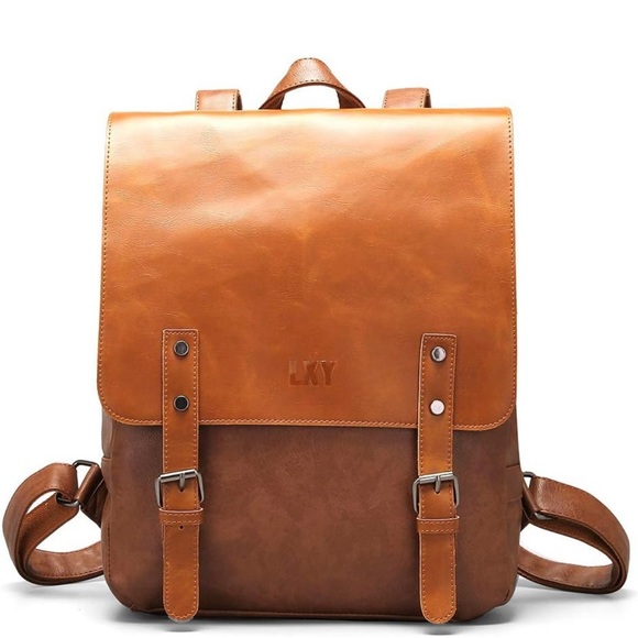 Handbags - LXY BROWN LEATHER COMPUTER BACKPACK